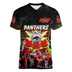 Personalized Panthers ANZAC Day Women V-Neck T-Shirt Australian Army - Lest We Forget