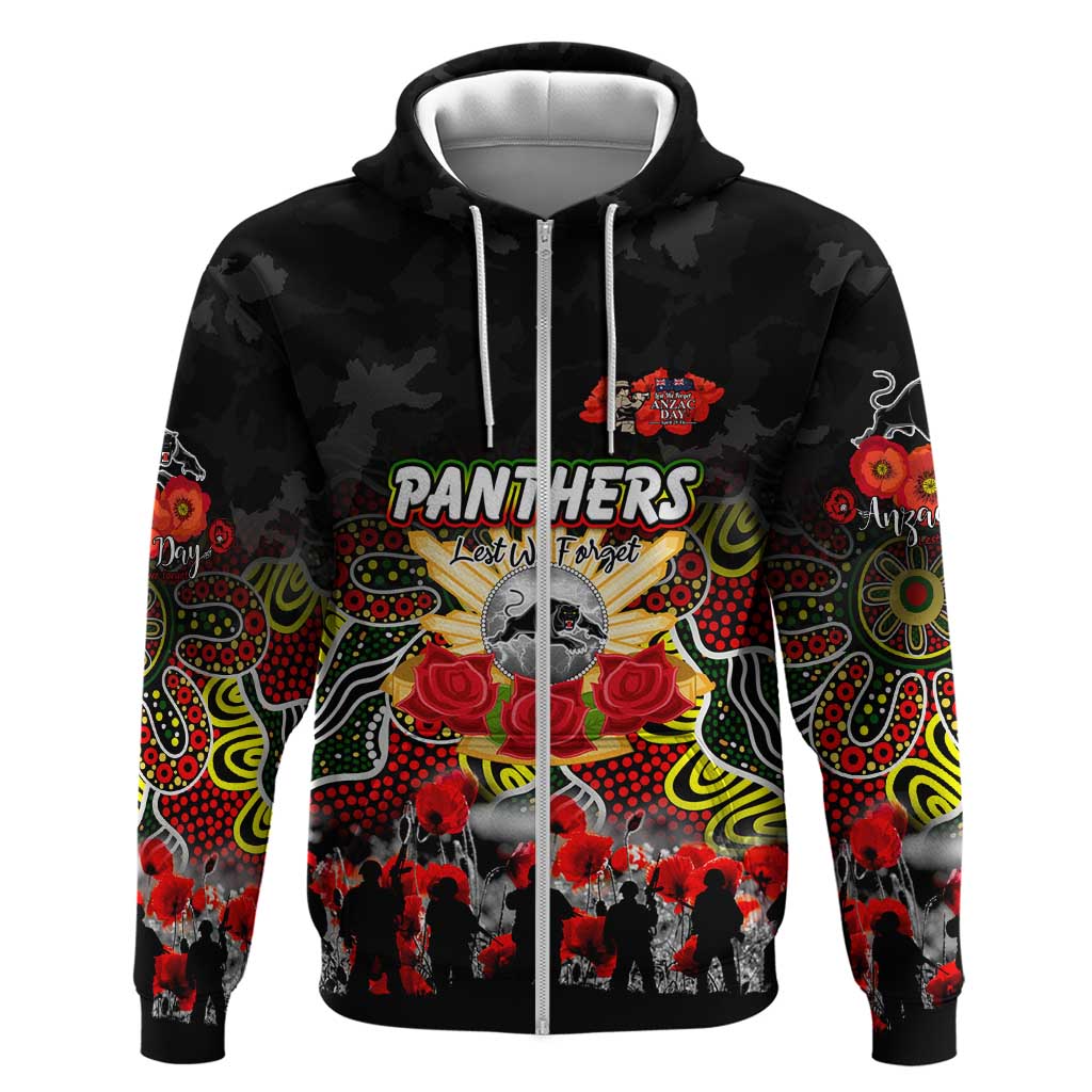 Personalized Panthers ANZAC Day Zip Hoodie Australian Army - Lest We Forget