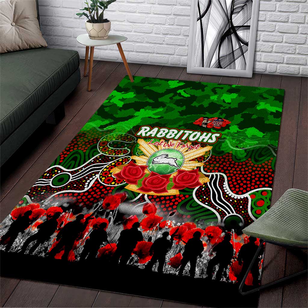 Rabbitohs ANZAC Day Area Rug Australian Army - Lest We Forget