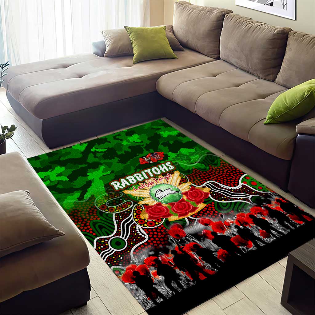 Rabbitohs ANZAC Day Area Rug Australian Army - Lest We Forget