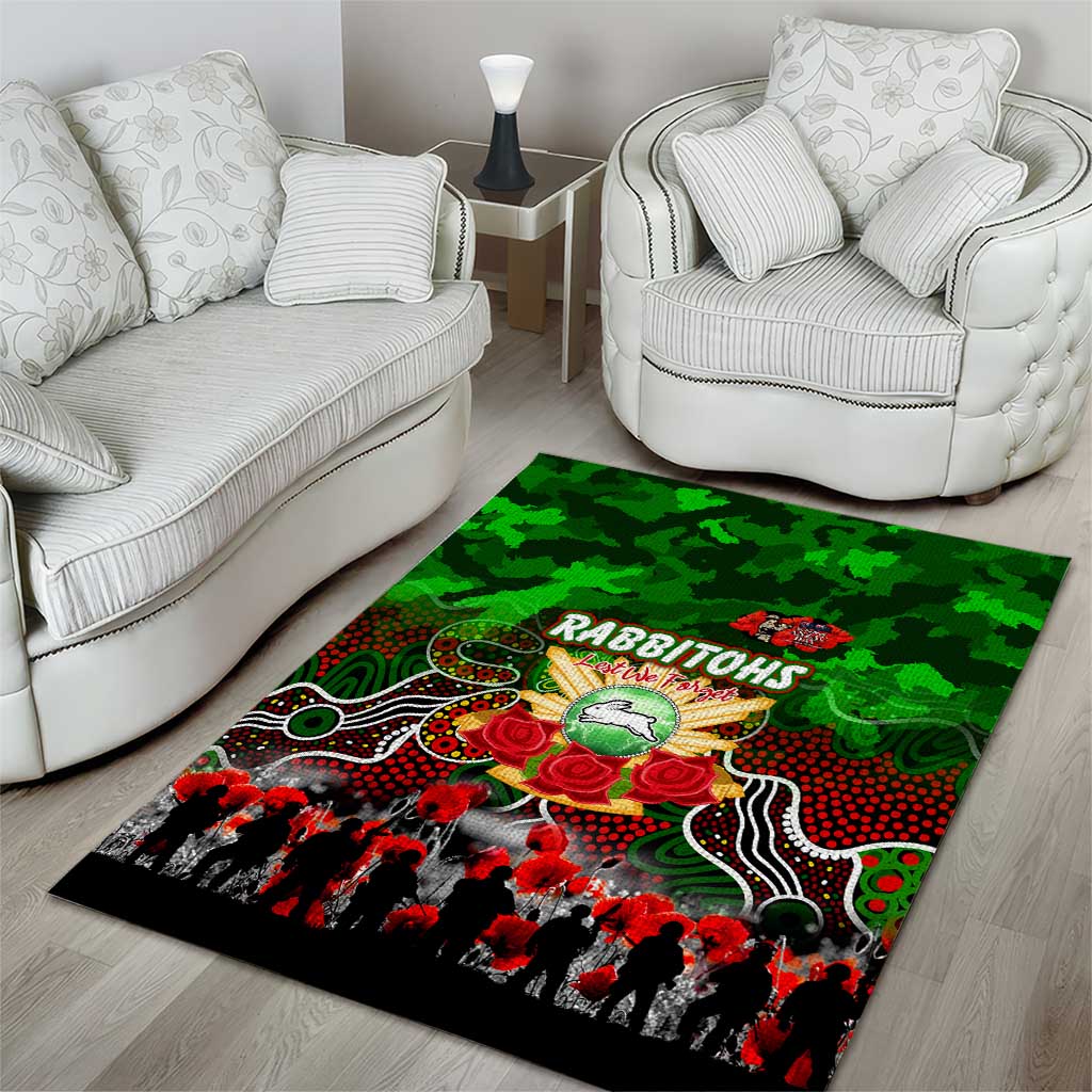 Rabbitohs ANZAC Day Area Rug Australian Army - Lest We Forget