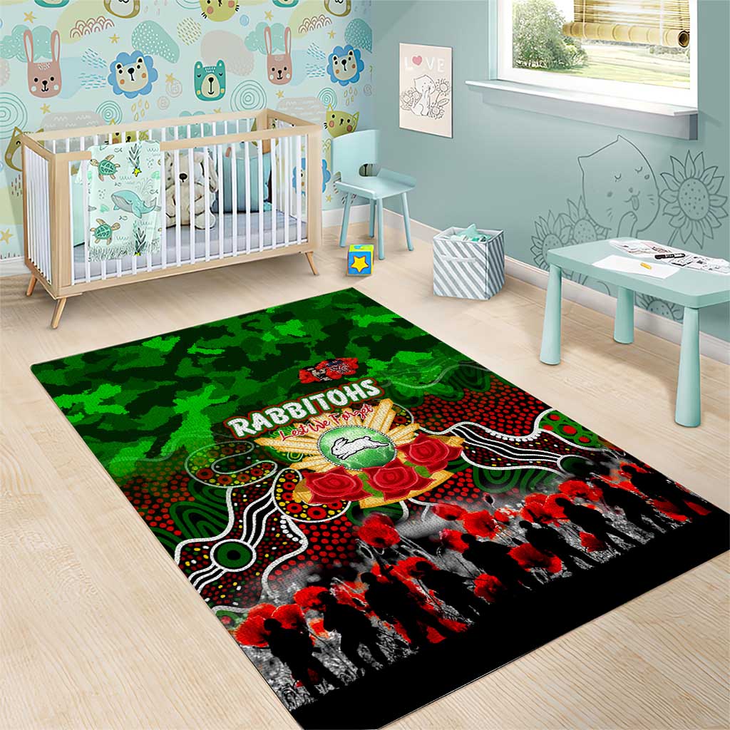 Rabbitohs ANZAC Day Area Rug Australian Army - Lest We Forget