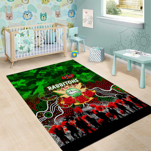 Rabbitohs ANZAC Day Area Rug Australian Army - Lest We Forget