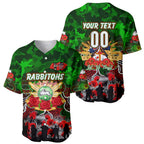 Personalized Rabbitohs ANZAC Day Baseball Jersey Australian Army - Lest We Forget