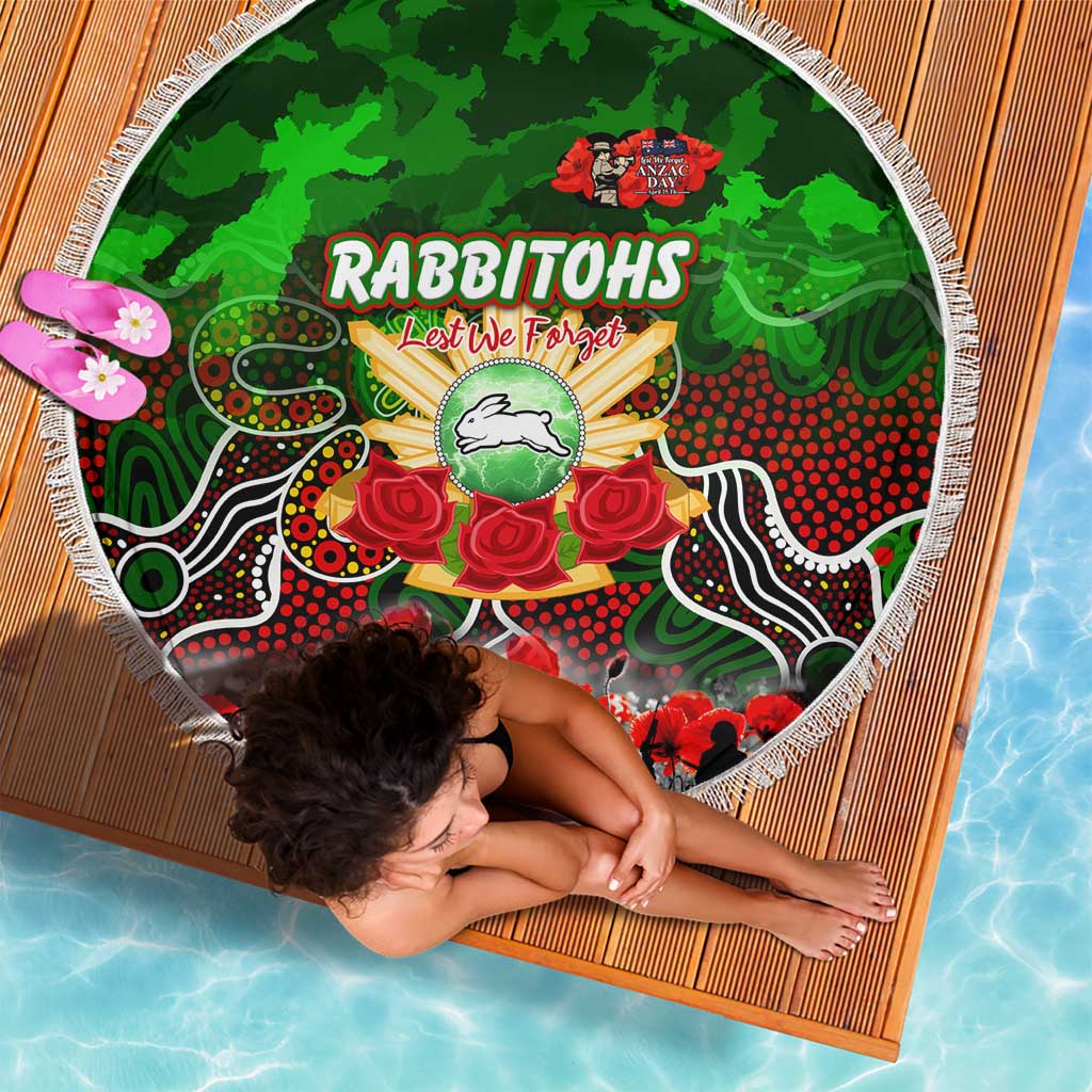 Rabbitohs ANZAC Day Beach Blanket Australian Army - Lest We Forget
