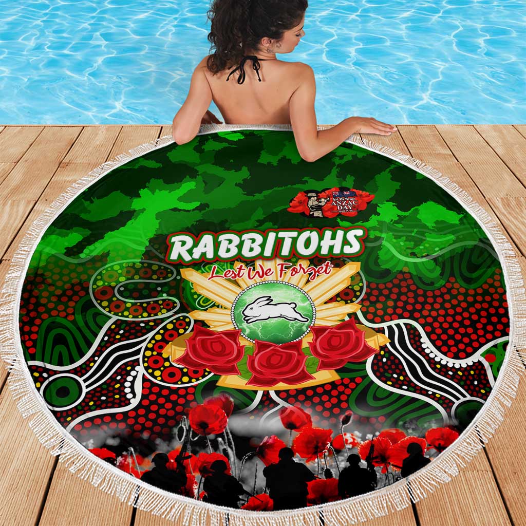 Rabbitohs ANZAC Day Beach Blanket Australian Army - Lest We Forget