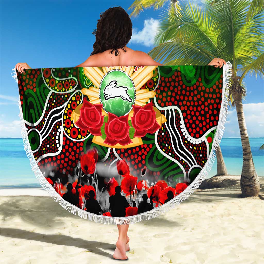 Rabbitohs ANZAC Day Beach Blanket Australian Army - Lest We Forget