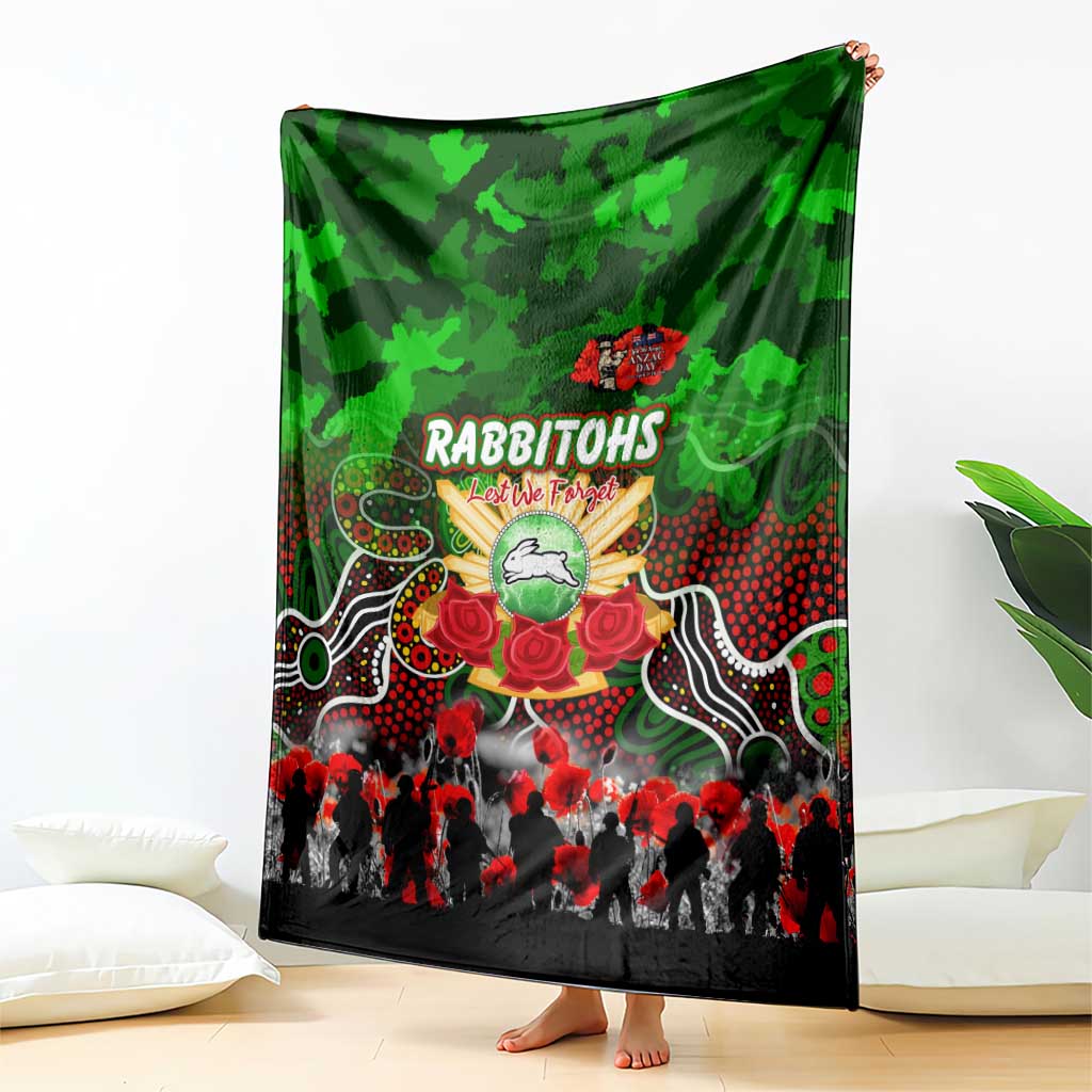 Rabbitohs ANZAC Day Blanket Australian Army - Lest We Forget