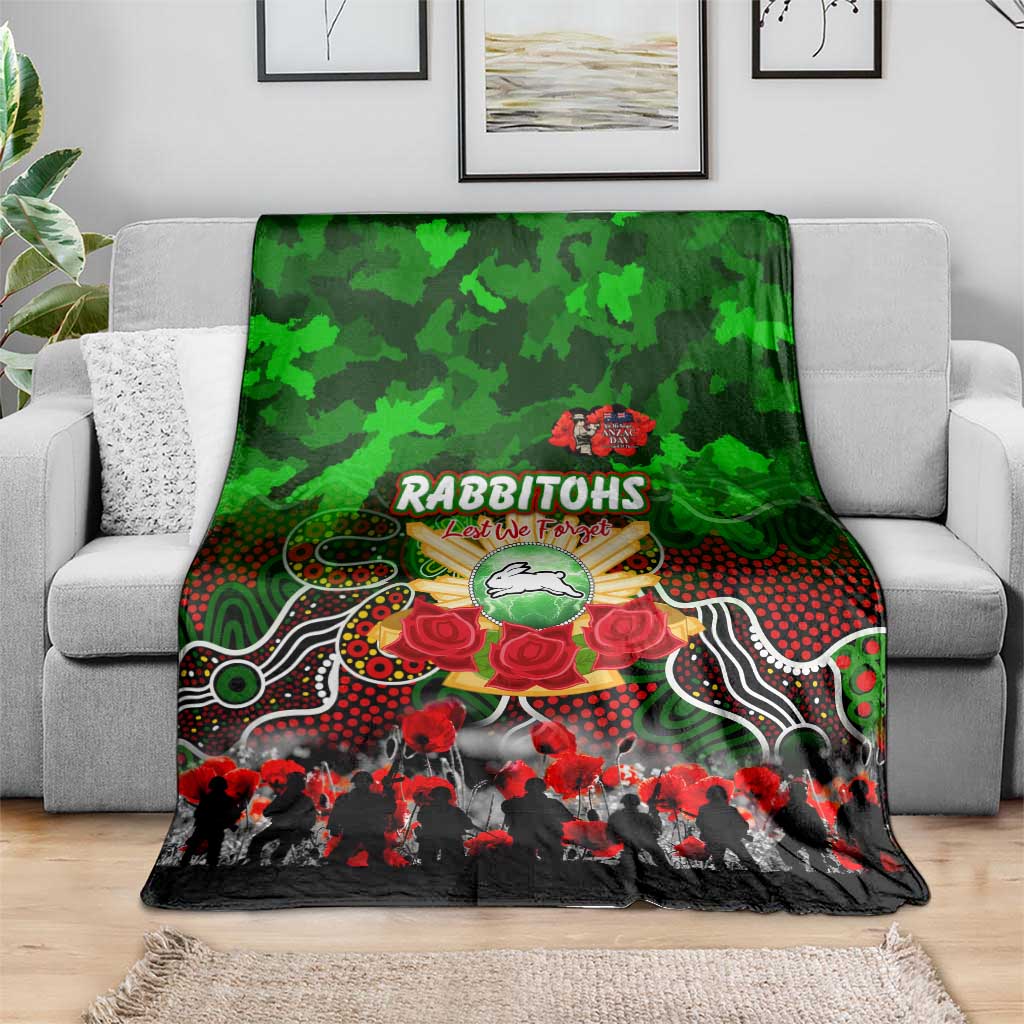 Rabbitohs ANZAC Day Blanket Australian Army - Lest We Forget