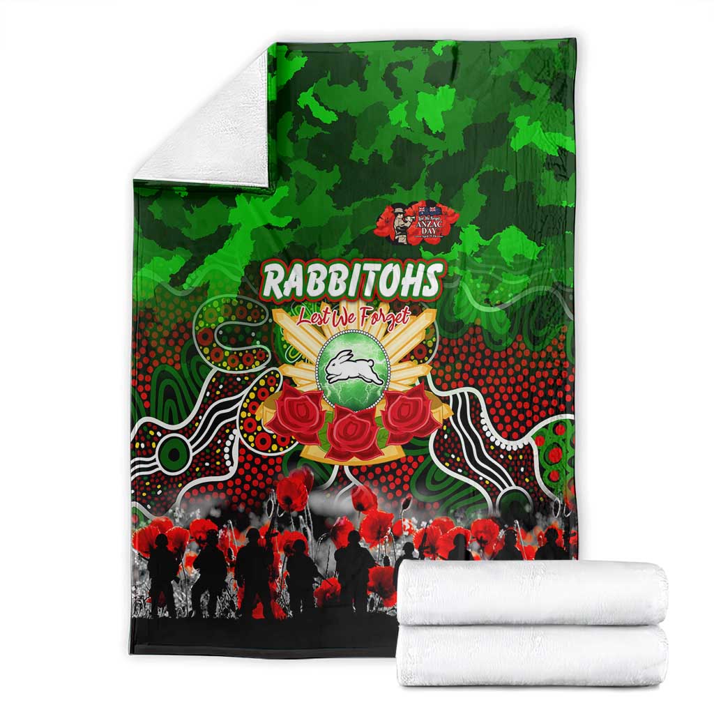 Rabbitohs ANZAC Day Blanket Australian Army - Lest We Forget