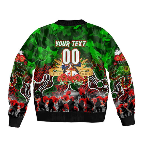 Personalized Rabbitohs ANZAC Day Bomber Jacket Australian Army - Lest We Forget