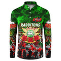 Personalized Rabbitohs ANZAC Day Button Sweatshirt Australian Army - Lest We Forget