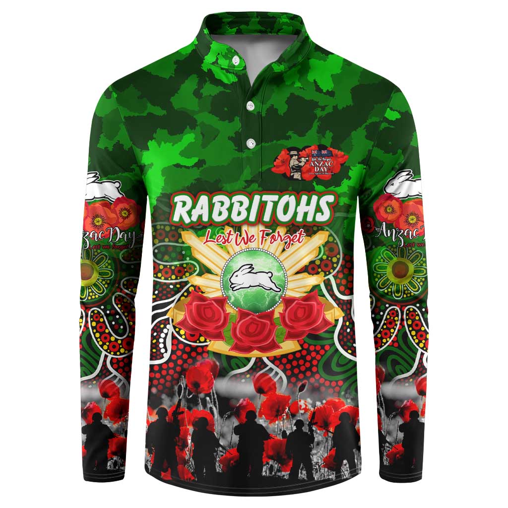 Personalized Rabbitohs ANZAC Day Button Sweatshirt Australian Army - Lest We Forget