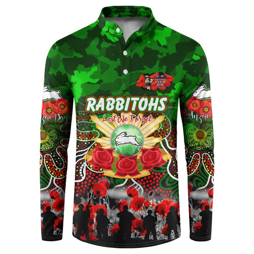 Personalized Rabbitohs ANZAC Day Button Sweatshirt Australian Army - Lest We Forget