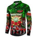 Personalized Rabbitohs ANZAC Day Button Sweatshirt Australian Army - Lest We Forget