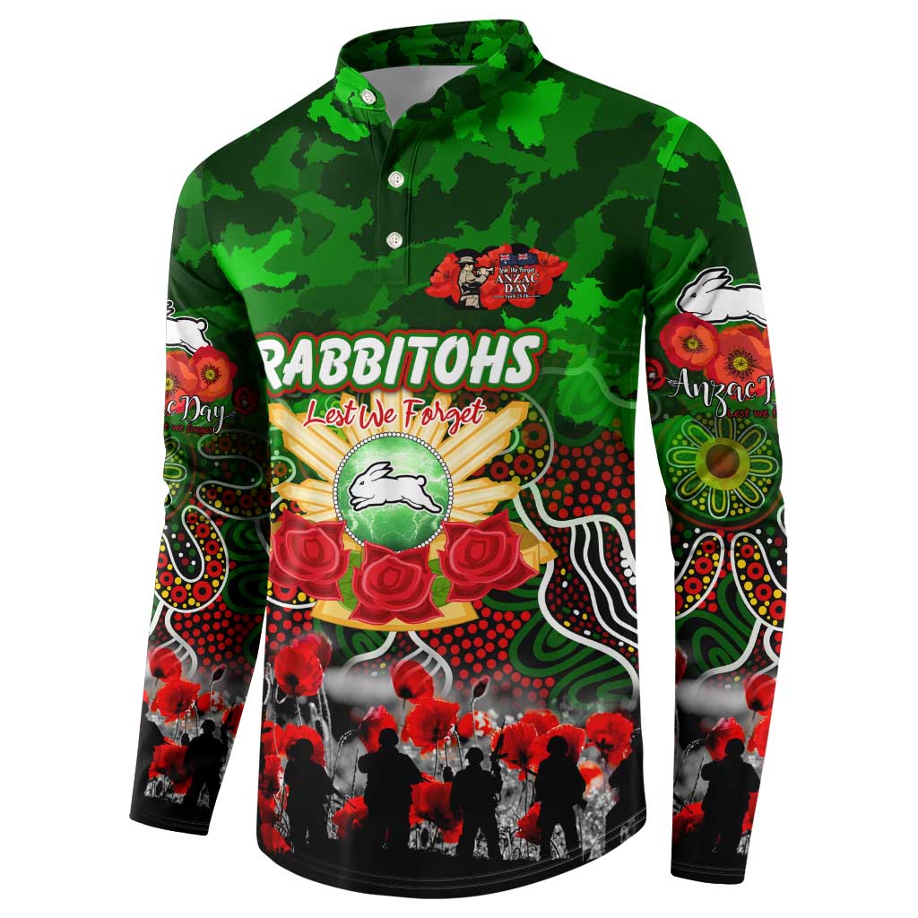 Personalized Rabbitohs ANZAC Day Button Sweatshirt Australian Army - Lest We Forget