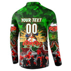Personalized Rabbitohs ANZAC Day Button Sweatshirt Australian Army - Lest We Forget