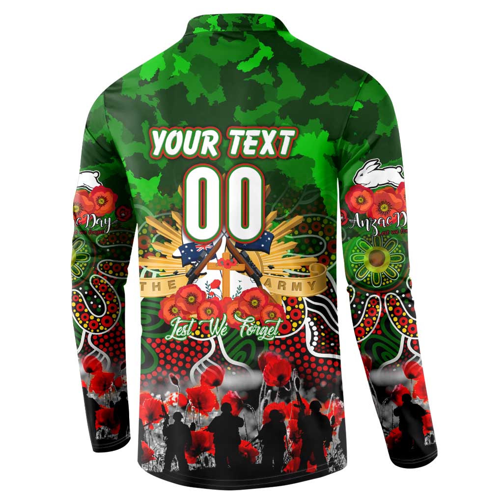 Personalized Rabbitohs ANZAC Day Button Sweatshirt Australian Army - Lest We Forget
