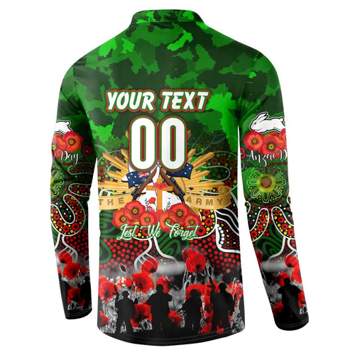 Personalized Rabbitohs ANZAC Day Button Sweatshirt Australian Army - Lest We Forget