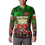 Personalized Rabbitohs ANZAC Day Button Sweatshirt Australian Army - Lest We Forget