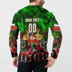 Personalized Rabbitohs ANZAC Day Button Sweatshirt Australian Army - Lest We Forget