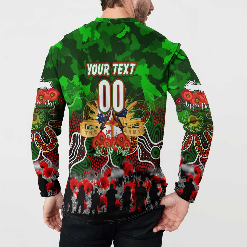 Personalized Rabbitohs ANZAC Day Button Sweatshirt Australian Army - Lest We Forget