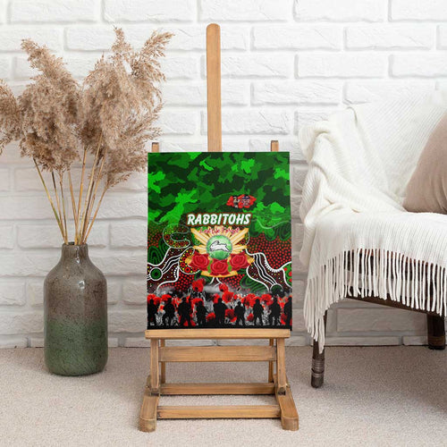 Rabbitohs ANZAC Day Canvas Wall Art Australian Army - Lest We Forget