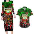 Personalized Rabbitohs ANZAC Day Couples Matching Long Sleeve Bodycon Dress and Hawaiian Shirt Australian Army - Lest We Forget