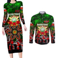 Personalized Rabbitohs ANZAC Day Couples Matching Long Sleeve Bodycon Dress and Long Sleeve Button Shirt Australian Army - Lest We Forget