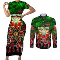 Personalized Rabbitohs ANZAC Day Couples Matching Short Sleeve Bodycon Dress and Long Sleeve Button Shirt Australian Army - Lest We Forget