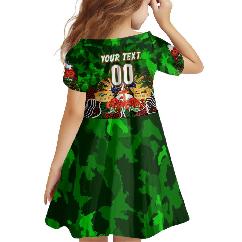 Personalized Rabbitohs ANZAC Day Family Matching Long Sleeve Bodycon Dress and Hawaiian Shirt Australian Army - Lest We Forget