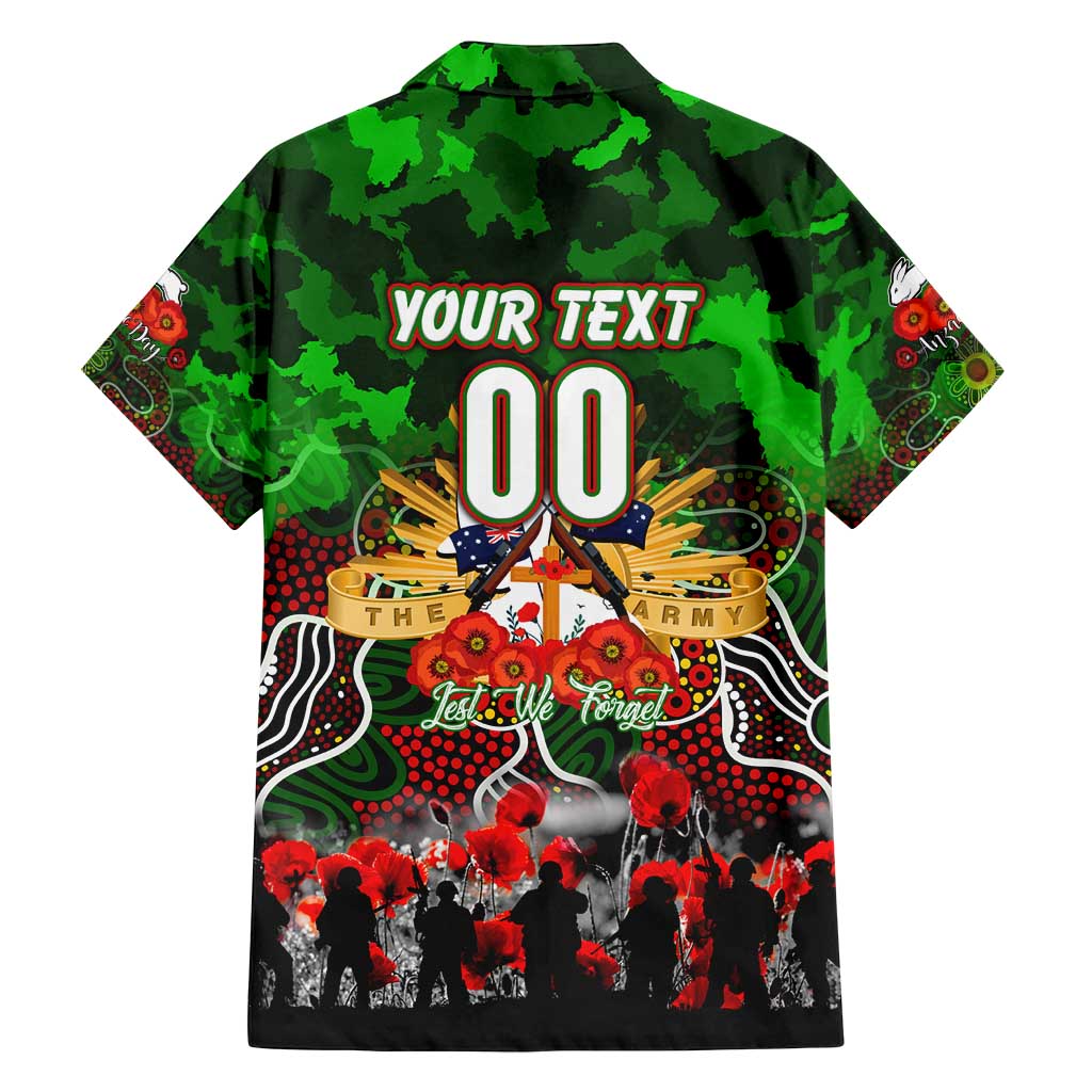 Personalized Rabbitohs ANZAC Day Family Matching Long Sleeve Bodycon Dress and Hawaiian Shirt Australian Army - Lest We Forget