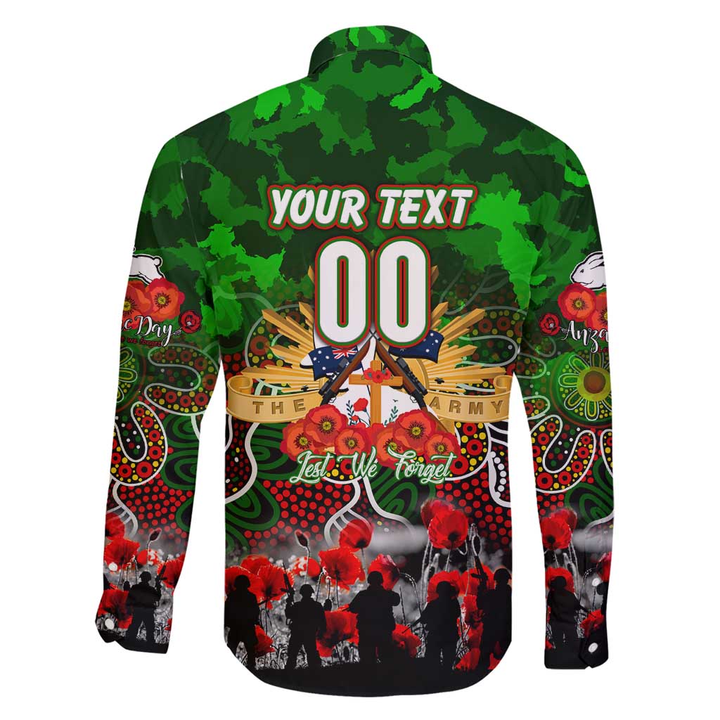 Personalized Rabbitohs ANZAC Day Family Matching Long Sleeve Bodycon Dress and Hawaiian Shirt Australian Army - Lest We Forget