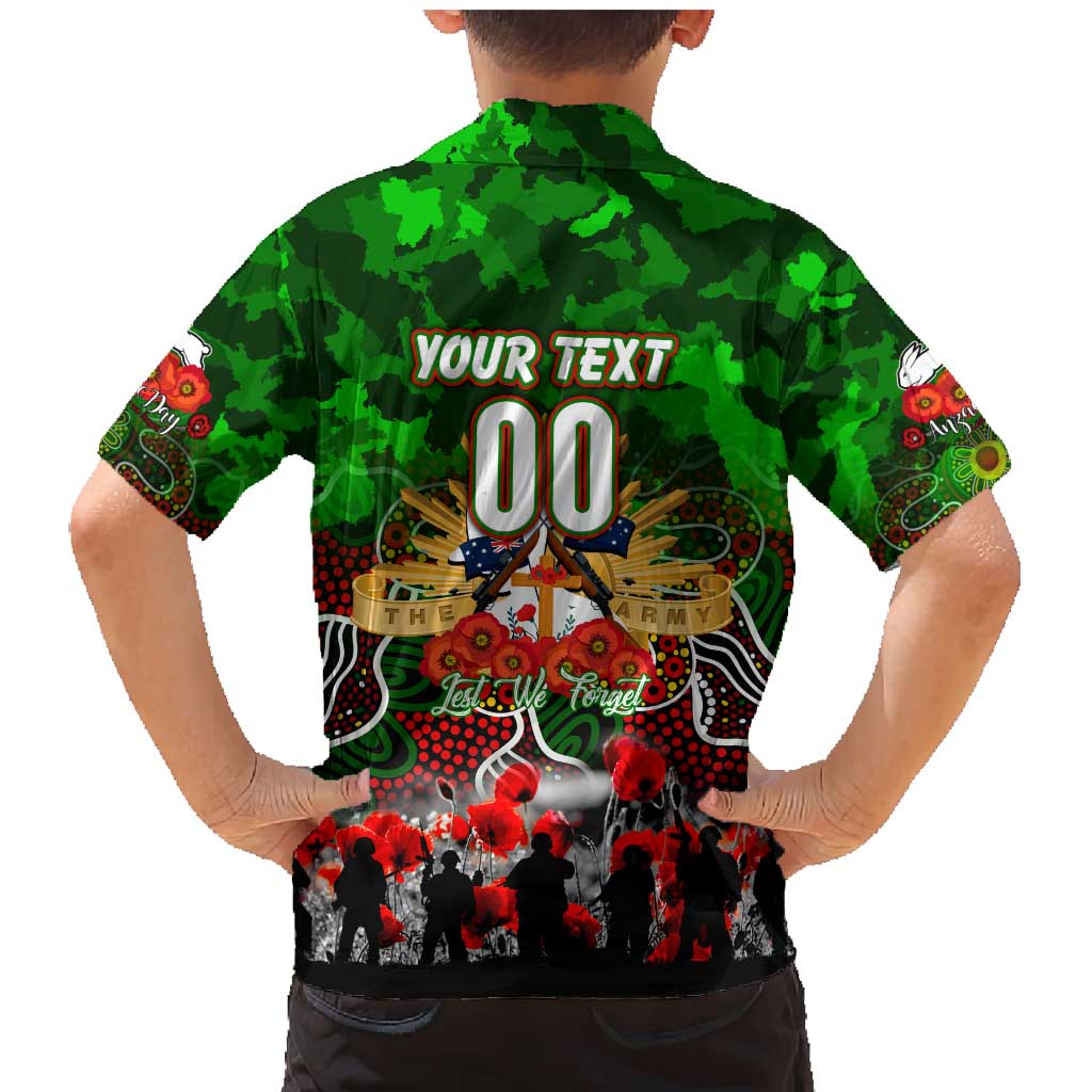 Personalized Rabbitohs ANZAC Day Family Matching Mermaid Dress and Hawaiian Shirt Australian Army - Lest We Forget