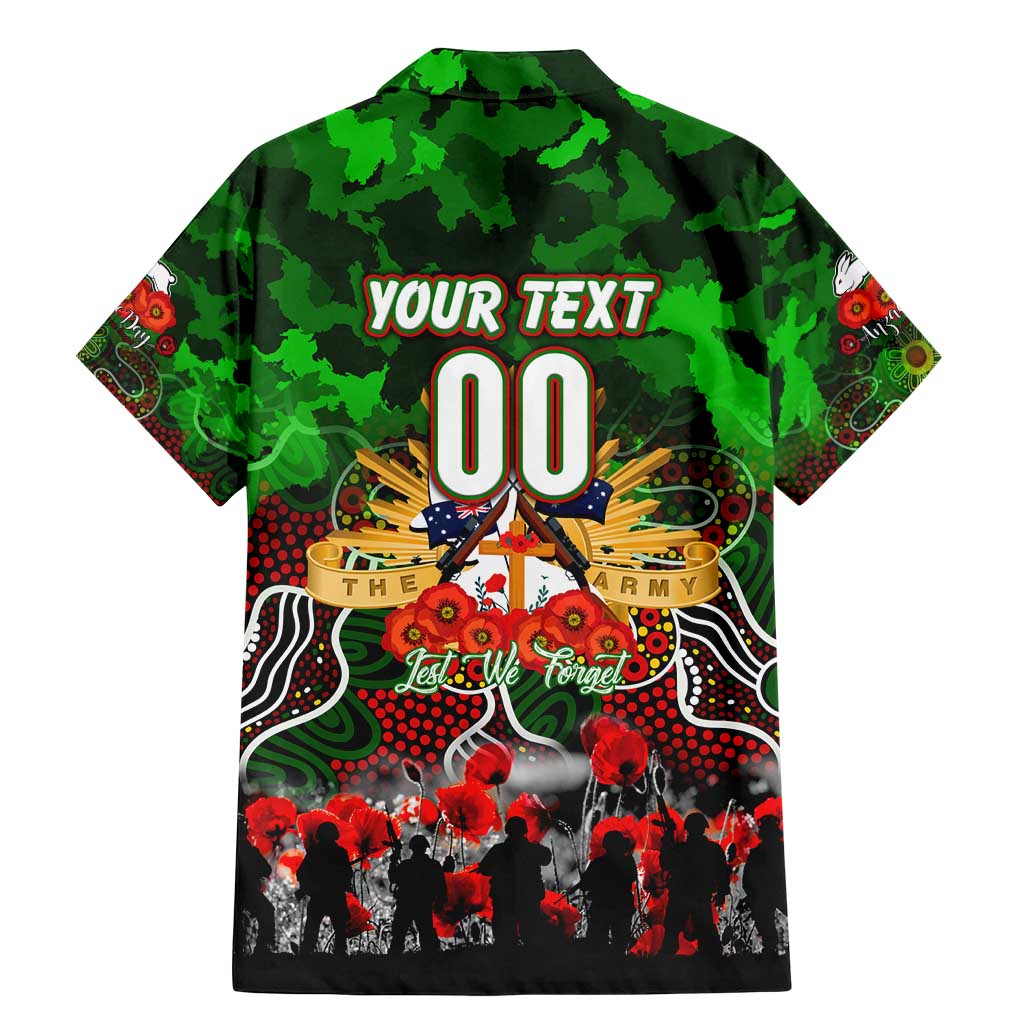 Personalized Rabbitohs ANZAC Day Family Matching Mermaid Dress and Hawaiian Shirt Australian Army - Lest We Forget