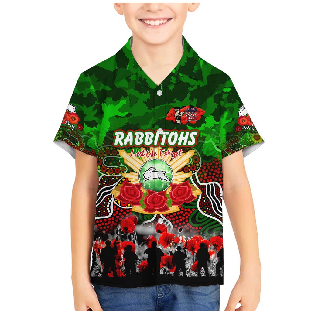Personalized Rabbitohs ANZAC Day Family Matching Mermaid Dress and Hawaiian Shirt Australian Army - Lest We Forget