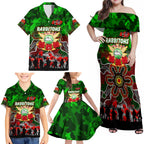 Personalized Rabbitohs ANZAC Day Family Matching Off Shoulder Maxi Dress and Hawaiian Shirt Australian Army - Lest We Forget
