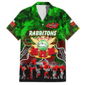 Personalized Rabbitohs ANZAC Day Family Matching Off Shoulder Short Dress and Hawaiian Shirt Australian Army - Lest We Forget
