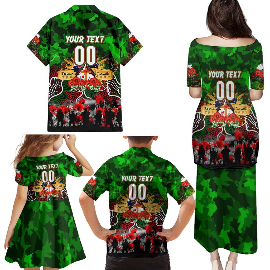 Personalized Rabbitohs ANZAC Day Family Matching Puletasi and Hawaiian Shirt Australian Army - Lest We Forget