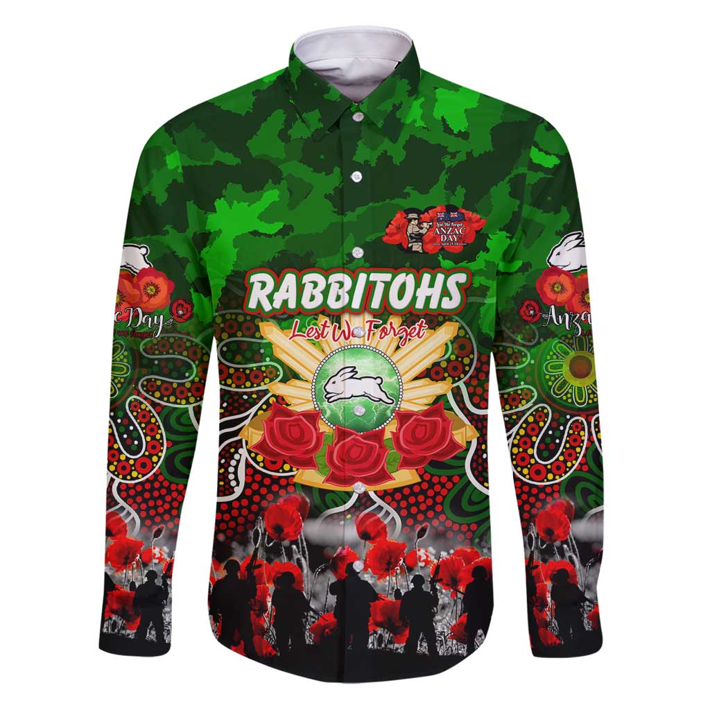 Personalized Rabbitohs ANZAC Day Family Matching Puletasi and Hawaiian Shirt Australian Army - Lest We Forget