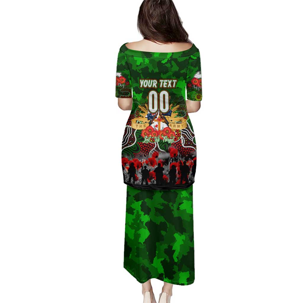 Personalized Rabbitohs ANZAC Day Family Matching Puletasi and Hawaiian Shirt Australian Army - Lest We Forget