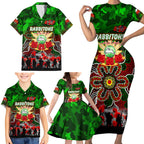 Personalized Rabbitohs ANZAC Day Family Matching Short Sleeve Bodycon Dress and Hawaiian Shirt Australian Army - Lest We Forget