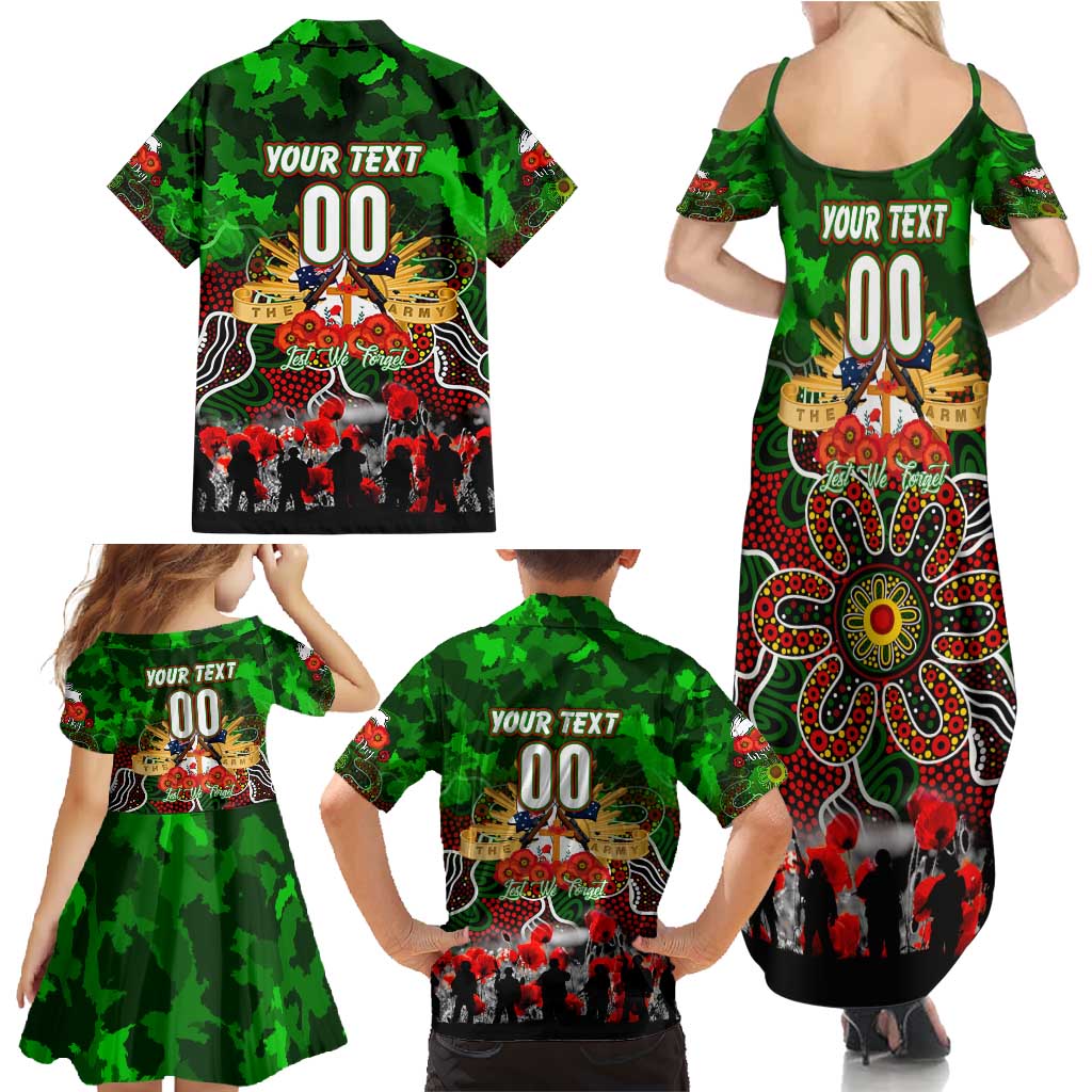 Personalized Rabbitohs ANZAC Day Family Matching Summer Maxi Dress and Hawaiian Shirt Australian Army - Lest We Forget