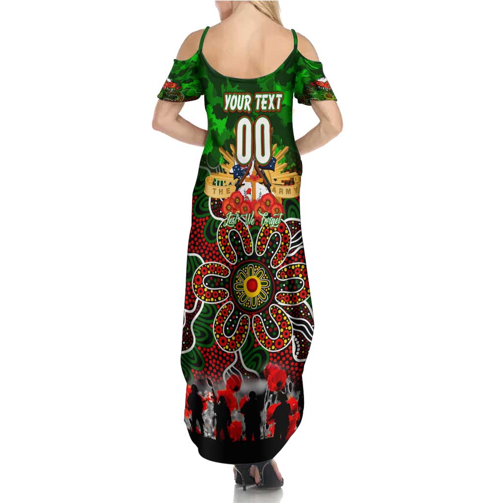 Personalized Rabbitohs ANZAC Day Family Matching Summer Maxi Dress and Hawaiian Shirt Australian Army - Lest We Forget
