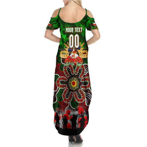 Personalized Rabbitohs ANZAC Day Family Matching Summer Maxi Dress and Hawaiian Shirt Australian Army - Lest We Forget