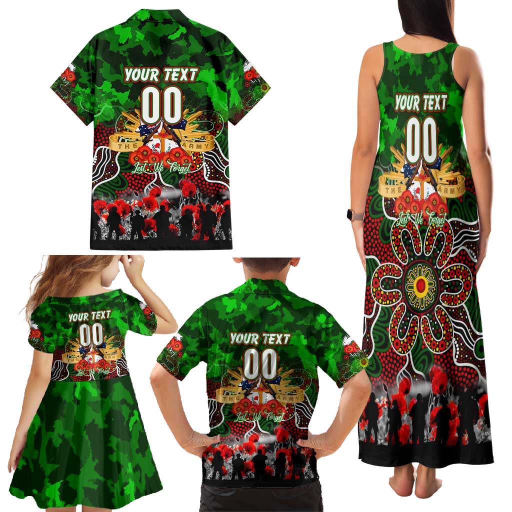 Personalized Rabbitohs ANZAC Day Family Matching Tank Maxi Dress and Hawaiian Shirt Australian Army - Lest We Forget