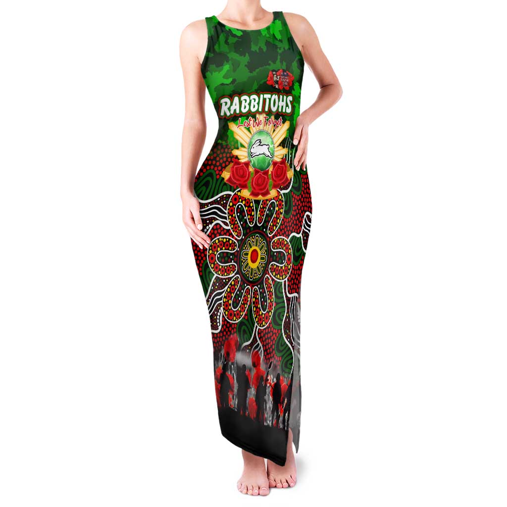 Personalized Rabbitohs ANZAC Day Family Matching Tank Maxi Dress and Hawaiian Shirt Australian Army - Lest We Forget