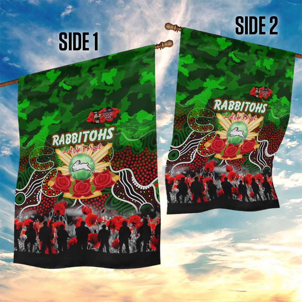Rabbitohs ANZAC Day Garden Flag Australian Army - Lest We Forget