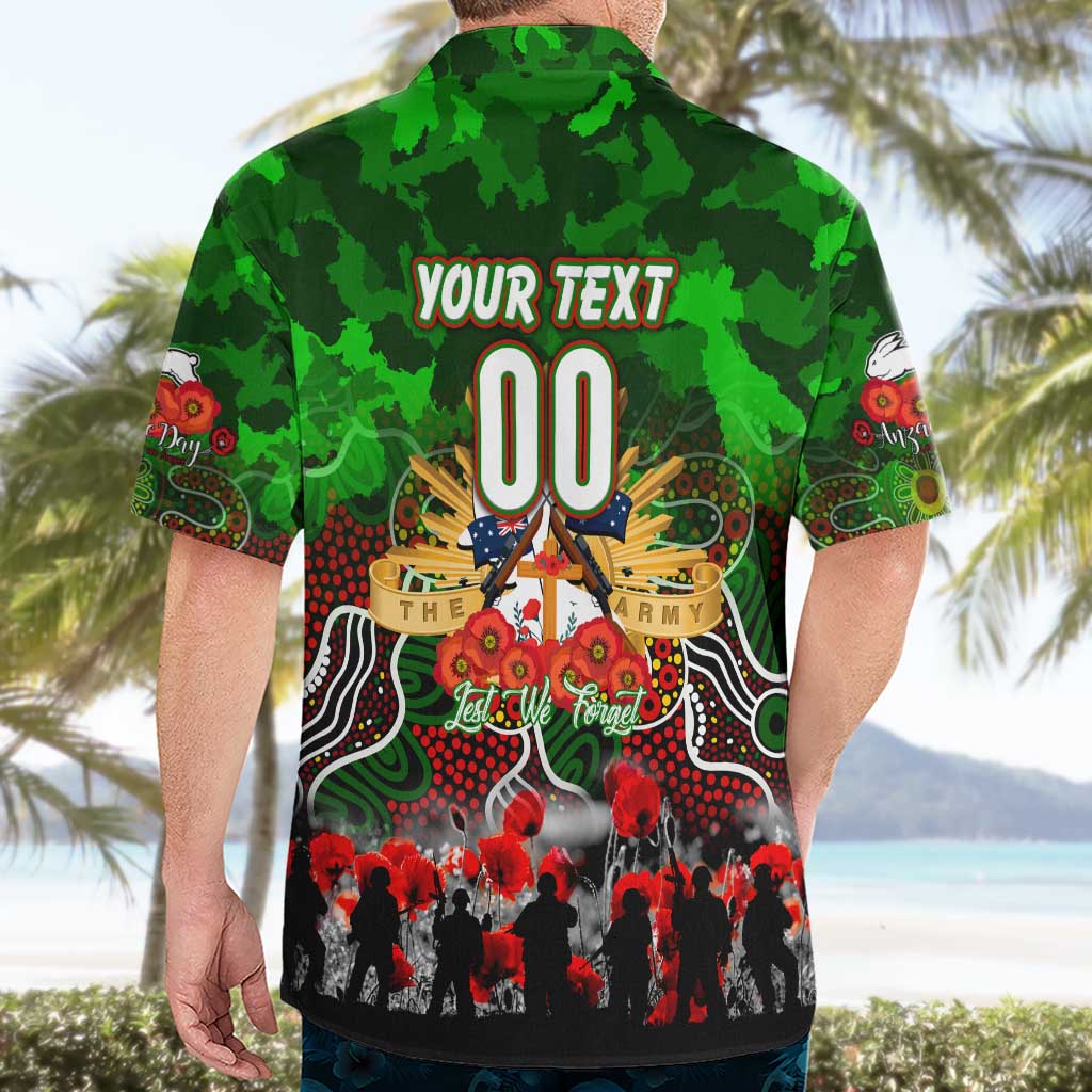Personalized Rabbitohs ANZAC Day Hawaiian Shirt Australian Army - Lest We Forget