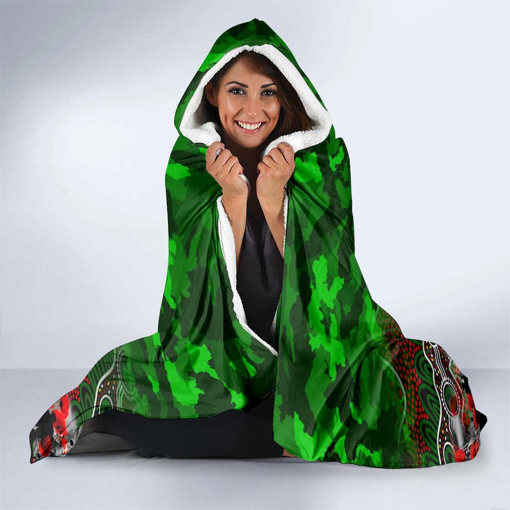 Rabbitohs ANZAC Day Hooded Blanket Australian Army - Lest We Forget